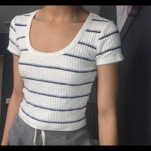 forever 21 white blue and purple striped shirt